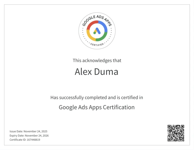 Alex-Duma_Google-Ads-Certification_Apps